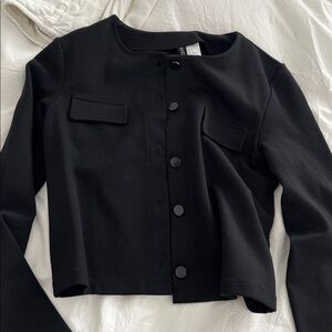Black Button-Up Cropped Jacket